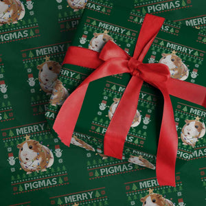 Merry Pigmas Ugly Christmas Wrapping Paper Roll Guinea Pig Lover TS12 Green Print Your Wear
