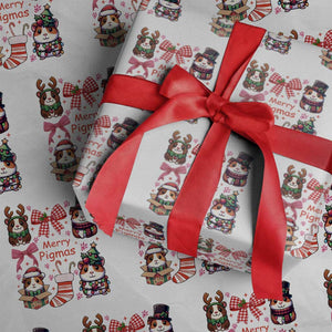 Merry Pigmas Wrapping Paper Roll Funny Guinea Pig Cavy Lover Holiday Gift TS12 White Print Your Wear