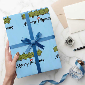 Merry Pigmas Wrapping Paper Roll Holiday Gift For Pig Lovers TS12 Light Blue Print Your Wear