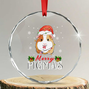 Merry Pigmas Xmas Cute Guinea Pig Crystal Glass Ornament TS09 Transparent Glass 3'' Circle Print Your Wear