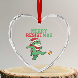 Merry Resistmas Frog Christmas Heart Crystal Glass Ornament TS14 Transparent Glass 3'' Heart Print Your Wear