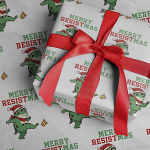 Merry Resistmas Frog Christmas Wrapping Paper Roll TS14 White Print Your Wear