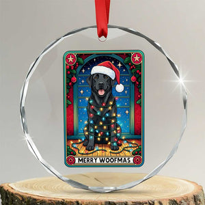Merry Woofmas Crystal Glass Ornament Funny Tarot Card Labrador Retriever Christmas Gift TS12 Transparent Glass 3'' Circle Print Your Wear