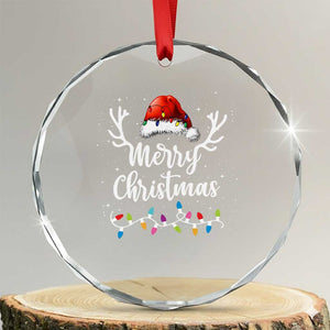 Merry Xmas Crystal Glass Ornament Lights Red Santa Hat Xmas Family Matching TS10 Transparent Glass 3'' Circle Print Your Wear