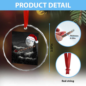 Merry Xmas Crystal Glass Ornament Santa To The Moon TS10 Print Your Wear