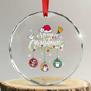 Merry Xmas Cute Penguin Crystal Glass Ornament TS09 Transparent Glass 3'' Circle Print Your Wear