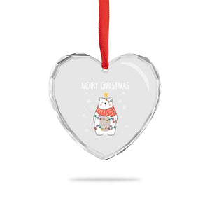 Merry Xmas Cute Polar Bear Heart Crystal Glass Ornament TS09 Print Your Wear