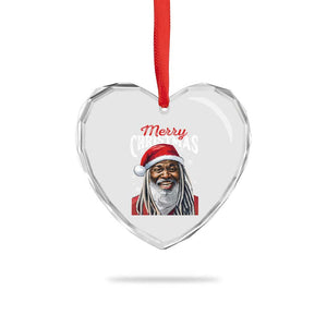 Merry Xmas Dreadlocks Black Santa Heart Crystal Glass Ornament TS11 Print Your Wear
