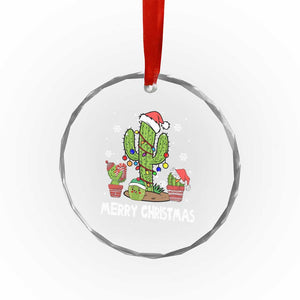 Merry Xmas In Arizona US State Funny Saguaro Cactus Christmas Tree Crystal Glass Ornament TS02 Print Your Wear