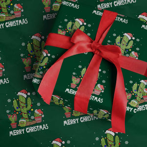 Merry Xmas In Arizona US State Funny Saguaro Cactus Christmas Tree Wrapping Paper Roll TS02 Green Print Your Wear