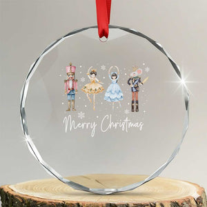 Merry Xmas Nutcracker Ballerina Mouseking Crystal Glass Ornament TS11 Transparent Glass 3'' Circle Print Your Wear