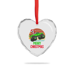 Merry Xmas Santa Monster Truck Dabbing Heart Crystal Glass Ornament TS09 Print Your Wear