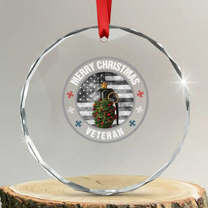 Merry Xmas Veteran Crystal Glass Ornament Grenade Christmas Tree America Flag Patriotic TS09 Transparent Glass 3'' Circle Print Your Wear