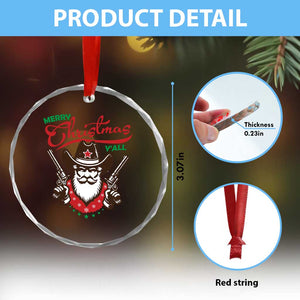 Merry Xmas Y'All Texas Cowboy Santa Crystal Glass Ornament TS09 Print Your Wear