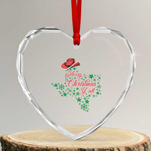 Merry Xmas Y'All Texas Heart Crystal Glass Ornament TS09 Transparent Glass 3'' Heart Print Your Wear