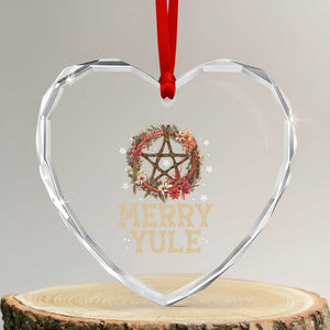 Merry Yule Heart Crystal Glass Ornament Winter Solstice Flower Wreath Pentagram Icelandic Christmas TS09 Transparent Glass 3'' Heart Print Your Wear