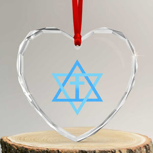 Messianic Cross Star of David Yeshua Jesus Heart Crystal Glass Ornament TS11 Transparent Glass 3'' Heart Print Your Wear