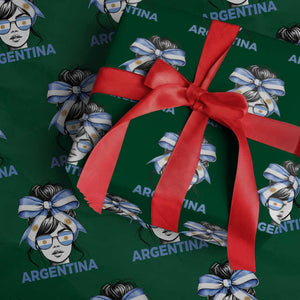 Messy Bun Argentina Pride Argentinian Girl Wrapping Paper Roll