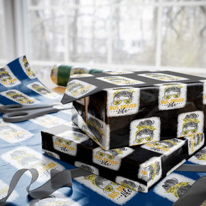 Messy Bun School Bus Driver Life Wrapping Paper Roll TS14 Black Print Your Wear