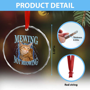 Mewing Not Meowing Crystal Glass Ornament Funny Cat Meme TS14 Print Your Wear