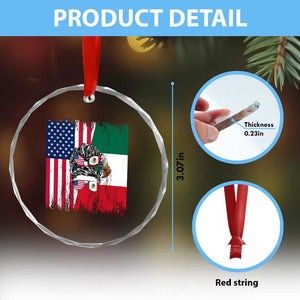 Mexican American Pride Crystal Glass Ornament Bicultural Heritage Girl Vintage Flag TS12 Print Your Wear