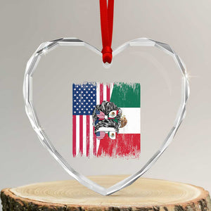 Mexican American Pride Heart Crystal Glass Ornament Bicultural Heritage Girl Vintage Flag TS12 Transparent Glass 3'' Heart Print Your Wear