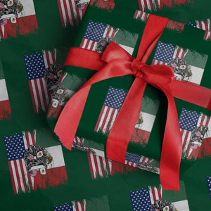 Mexican American Pride Wrapping Paper Roll Bicultural Heritage Girl Vintage Flag TS12 Green Print Your Wear