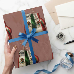 Mexican Boxing Gloves Wrapping Paper Roll Retro Vintage Mexico Flag Boxer TS10 Mocha Print Your Wear