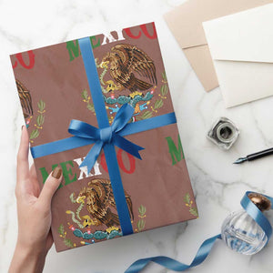 Mexican Coat Of Arms Mexico Vintage Flag Wrapping Paper Roll TS11 Mocha Print Your Wear