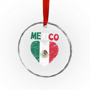 Mexican Flag Heart Mexico City Independence Day Gift Crystal Glass Ornament