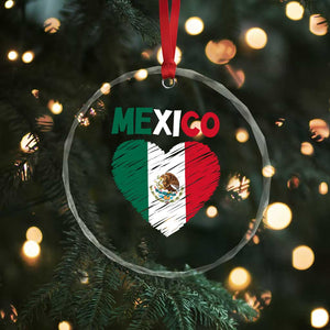 Mexican Flag Heart Mexico City Independence Day Gift Crystal Glass Ornament