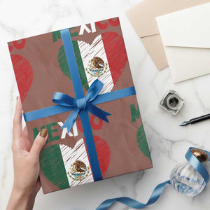 Mexican Flag Heart Mexico City Independence Day Gift Wrapping Paper Roll TS14 Mocha Print Your Wear