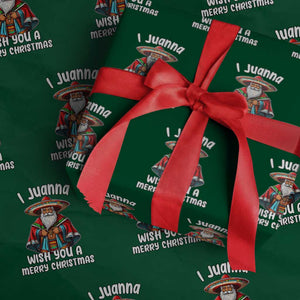 Mexican Santa Xmas Wrapping Paper Roll I Juanna Wish You A Merry Christmas Feliz Navidad Choco Claus TS02 Green Print Your Wear