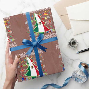 Mexican Xmas Wrapping Paper Roll Mexico Flag Xmas Tree Ugly Sweater TS02 Mocha Print Your Wear