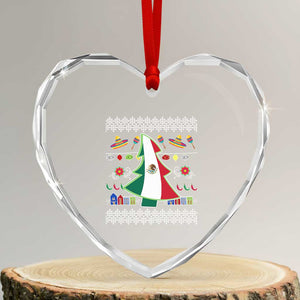 Mexican Xmas Heart Crystal Glass Ornament Mexico Flag Xmas Tree Ugly Sweater TS02 Transparent Glass 3'' Heart Print Your Wear