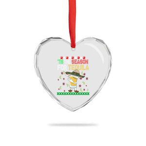 Mexican Xmas Heart Crystal Glass Ornament Tis The Season For Tequila Dabbing Alcohol Lover TS02 Print Your Wear