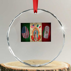 Mexico Flag Crystal Glass Ornament Virgin Mary Mexican American Patriotic Mexican Roots TS10 Transparent Glass 3'' Circle Print Your Wear
