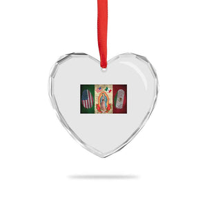 Mexico Flag Heart Crystal Glass Ornament Virgin Mary Mexican American Patriotic Mexican Roots TS10 Print Your Wear