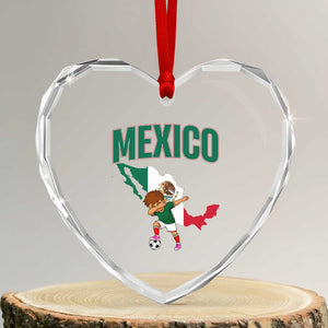 Mexico Soccer Boy Dabbing Boy Mexican Flag Map Heart Crystal Glass Ornament TS14 Transparent Glass 3'' Heart Print Your Wear