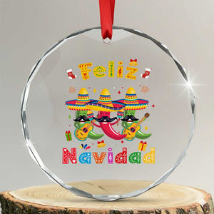 Mexico Xmas Crystal Glass Ornament Feliz Navidad Mexican Fiesta Hot Pepper Guitar Party TS09 Transparent Glass 3'' Circle Print Your Wear