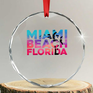 Miami Beach Florida Proud Crystal Glass Ornament Floridian Retro Palms Trees