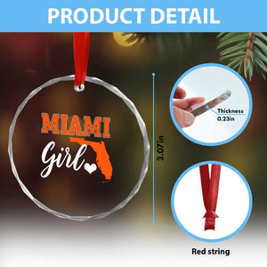 Miami Girl Pride Crystal Glass Ornament Florida State Map Local Love TS02 Print Your Wear