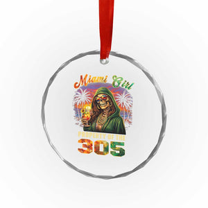 Miami Girl Skeleton Property of the 305 Crystal Glass Ornament Tropical City Florida Pride Street Style TS02 Print Your Wear