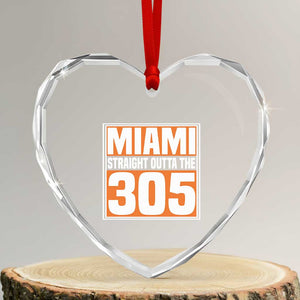 Miami Heart Crystal Glass Ornament Straight Outta The 305 Area Code Florida Pride TS10 Transparent Glass 3'' Heart Print Your Wear