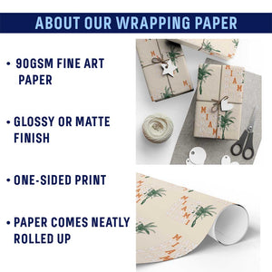 Miami Pride Palm Tree Graphic Wrapping Paper Roll Orange and Green Tropical City Vibes TS02 Print Your Wear