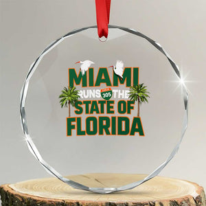 Miami Runs The State of Florida Crystal Glass Ornament FL Miami Dade County 305 Pride TS10 Transparent Glass 3'' Circle Print Your Wear