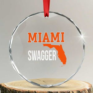 Miami Swagger Pride Crystal Glass Ornament Florida State Map Local Love TS02 Transparent Glass 3'' Circle Print Your Wear