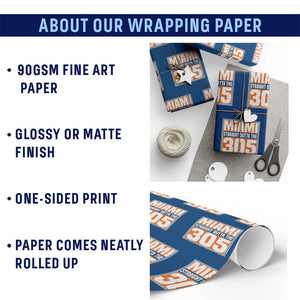 Miami Wrapping Paper Roll Straight Outta The 305 Area Code Florida Pride TS10 Print Your Wear