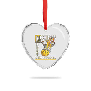 Michigan 2026 Flaming Hoop Basketball Lover Heart Crystal Glass Ornament Champions Victory Graphic Sports Fan TS12 Print Your Wear