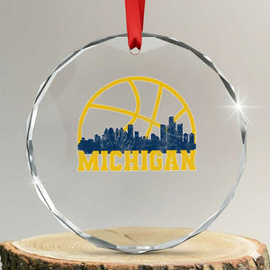 Michigan Fan Basketball Grooves Skyline MI State Crystal Glass Ornament TS11 Transparent Glass 3'' Circle Print Your Wear